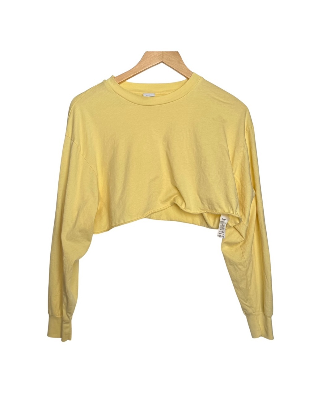 TNA Aritzia Laid Back Cropped Long Sleeve T-Shirt Size Small Butter Yellow